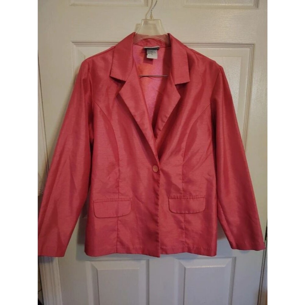Blair Taffeta Chic Blazer Sz Colorful Gorgeous coral Tone M